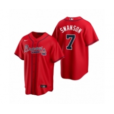 Men's Atlanta Braves #7 Dansby Swanson Nike Red 2020 Replica Alternate Jersey