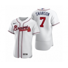 Men's Atlanta Braves #7 Dansby Swanson Nike White 2020 Authentic Jersey