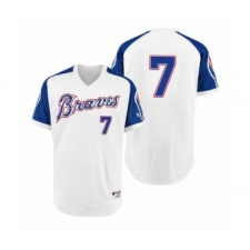 Men's Braves #7 Dansby Swanson White 1974 Turn Back the Clock Authentic Jersey