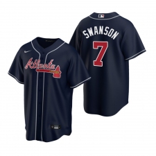 Men's Nike Atlanta Braves #7 Dansby Swanson Navy Alternate Stitched Baseball Jersey