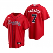 Men's Nike Atlanta Braves #7 Dansby Swanson Red Alternate Stitched Baseball Jersey