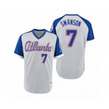 Youth Braves #7 Dansby Swanson Gray Royal 1979 Turn Back the Clock Authentic Jersey