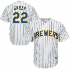 Youth Majestic Milwaukee Brewers #22 Matt Garza Authentic White Alternate Cool Base MLB Jersey