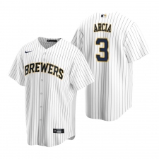 Men's Nike Milwaukee Brewers #3 Orlando Arcia White Alternate Stitched Baseball Jersey