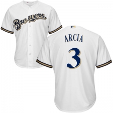 Youth Majestic Milwaukee Brewers #3 Orlando Arcia Replica White Home Cool Base MLB Jersey