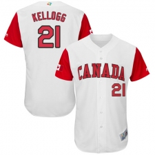 Men's Canada Baseball Majestic #21 Ryan Kellogg White 2017 World Baseball Classic Authentic Team Jersey