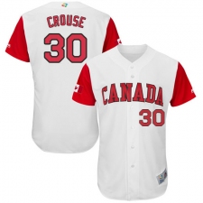 Men's Canada Baseball Majestic #30 Michael Crouse White 2017 World Baseball Classic Authentic Team Jersey