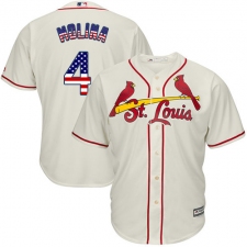 Men's Majestic St. Louis Cardinals #4 Yadier Molina Authentic Cream USA Flag Fashion MLB Jersey