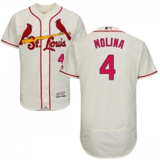 Men's Majestic St. Louis Cardinals #4 Yadier Molina Cream Alternate Flex Base Authentic Collection MLB Jersey