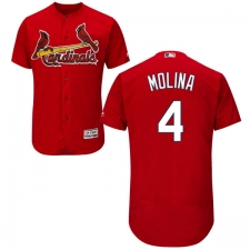 Men's Majestic St. Louis Cardinals #4 Yadier Molina Red Alternate Flex Base Authentic Collection MLB Jersey