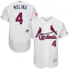 Men's Majestic St. Louis Cardinals #4 Yadier Molina White Fashion Stars & Stripes Flex Base MLB Jersey