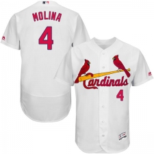Men's Majestic St. Louis Cardinals #4 Yadier Molina White Home Flex Base Authentic Collection MLB Jersey