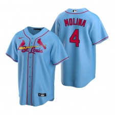 Men's Nike St. Louis Cardinals #4 Yadier Molina Light Blue Alternate Stitched Baseball Jersey