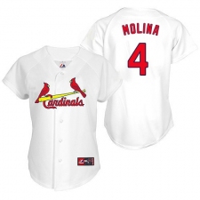 Women's Majestic St. Louis Cardinals #4 Yadier Molina Authentic White MLB Jersey