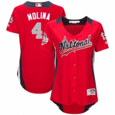 Women's Majestic St. Louis Cardinals #4 Yadier Molina Game Red National League 2018 MLB All-Star MLB Jersey
