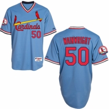 Men's Majestic St. Louis Cardinals #50 Adam Wainwright Authentic Blue 1982 Turn Back The Clock MLB Jersey