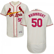 Men's Majestic St. Louis Cardinals #50 Adam Wainwright Cream Alternate Flex Base Authentic Collection MLB Jersey