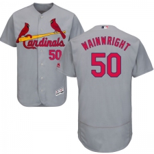 Men's Majestic St. Louis Cardinals #50 Adam Wainwright Grey Road Flex Base Authentic Collection MLB Jersey
