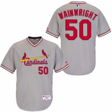 Men's Majestic St. Louis Cardinals #50 Adam Wainwright Replica Grey 1978 Turn Back The Clock MLB Jersey