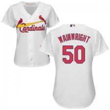 Women's Majestic St. Louis Cardinals #50 Adam Wainwright Replica White Home Cool Base MLB Jersey
