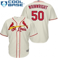 Youth Majestic St. Louis Cardinals #50 Adam Wainwright Replica Cream Alternate Cool Base MLB Jersey