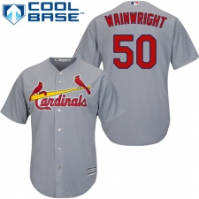 Youth Majestic St. Louis Cardinals #50 Adam Wainwright Replica Grey Road Cool Base MLB Jersey