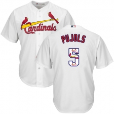 Men's Majestic St. Louis Cardinals #5 Albert Pujols Authentic White Team Logo Fashion Cool Base MLB Jersey