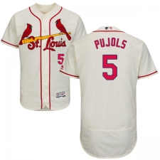 Men's Majestic St. Louis Cardinals #5 Albert Pujols Cream Alternate Flex Base Authentic Collection MLB Jersey