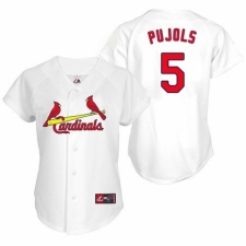 Women's Majestic St. Louis Cardinals #5 Albert Pujols Authentic White MLB Jersey