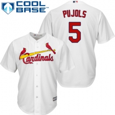 Youth Majestic St. Louis Cardinals #5 Albert Pujols Authentic White Home Cool Base MLB Jersey