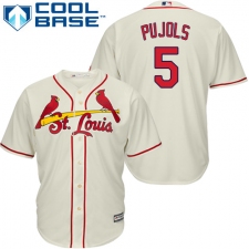 Youth Majestic St. Louis Cardinals #5 Albert Pujols Replica Cream Alternate Cool Base MLB Jersey
