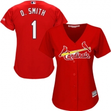 Women's Majestic St. Louis Cardinals #1 Ozzie Smith Replica Red Alternate Cool Base MLB Jersey