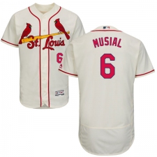 Men's Majestic St. Louis Cardinals #6 Stan Musial Cream Alternate Flex Base Authentic Collection MLB Jersey