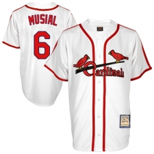 Men's Mitchell and Ness St. Louis Cardinals #6 Stan Musial Authentic White Throwback MLB Jersey
