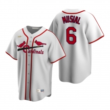 Men's Nike St. Louis Cardinals #6 Stan Musial White Cooperstown Collection Home Stitched Baseball Jersey