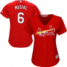 Women's Majestic St. Louis Cardinals #6 Stan Musial Authentic Red Alternate Cool Base MLB Jersey