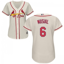 Women's Majestic St. Louis Cardinals #6 Stan Musial Replica Cream Alternate Cool Base MLB Jersey
