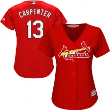 Women's Majestic St. Louis Cardinals #13 Matt Carpenter Replica Red Alternate Cool Base MLB Jersey