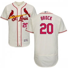 Men's Majestic St. Louis Cardinals #20 Lou Brock Cream Alternate Flex Base Authentic Collection MLB Jersey