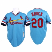 Men's Mitchell and Ness St. Louis Cardinals #20 Lou Brock Authentic Blue Throwback MLB Jersey