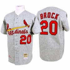 Men's Mitchell and Ness St. Louis Cardinals #20 Lou Brock Replica Grey Throwback MLB Jersey