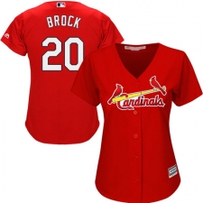 Women's Majestic St. Louis Cardinals #20 Lou Brock Authentic Red Alternate Cool Base MLB Jersey