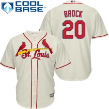 Youth Majestic St. Louis Cardinals #20 Lou Brock Replica Cream Alternate Cool Base MLB Jersey