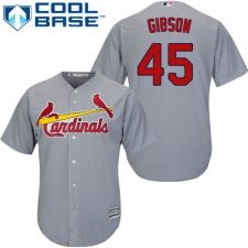 Youth Majestic St. Louis Cardinals #45 Bob Gibson Replica Grey Road Cool Base MLB Jersey
