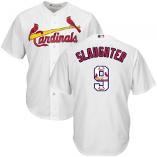 Men's Majestic St. Louis Cardinals #9 Enos Slaughter Authentic White Team Logo Fashion Cool Base MLB Jersey