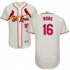 Men's Majestic St. Louis Cardinals #16 Kolten Wong Cream Alternate Flex Base Authentic Collection MLB Jersey