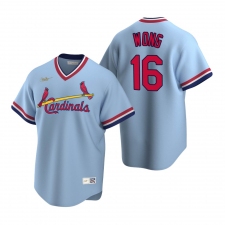 Men's Nike St. Louis Cardinals #16 Kolten Wong Light Blue Cooperstown Collection Road Stitched Baseball Jersey