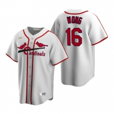 Men's Nike St. Louis Cardinals #16 Kolten Wong White Cooperstown Collection Home Stitched Baseball Jersey