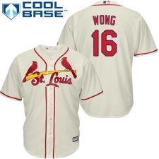 Youth Majestic St. Louis Cardinals #16 Kolten Wong Replica Cream Alternate Cool Base MLB Jersey