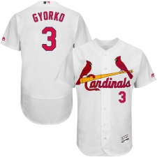 Men's Majestic St. Louis Cardinals #3 Jedd Gyorko White Home Flex Base Authentic Collection MLB Jersey